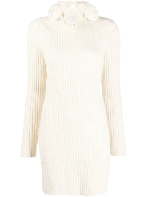 Blumarine roll-neck wool mini dress Neutrals 2A269S