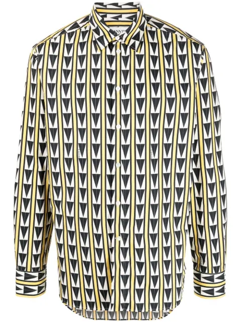 Lanvin pattered button-up shirt Yellow RMSI00105542H22