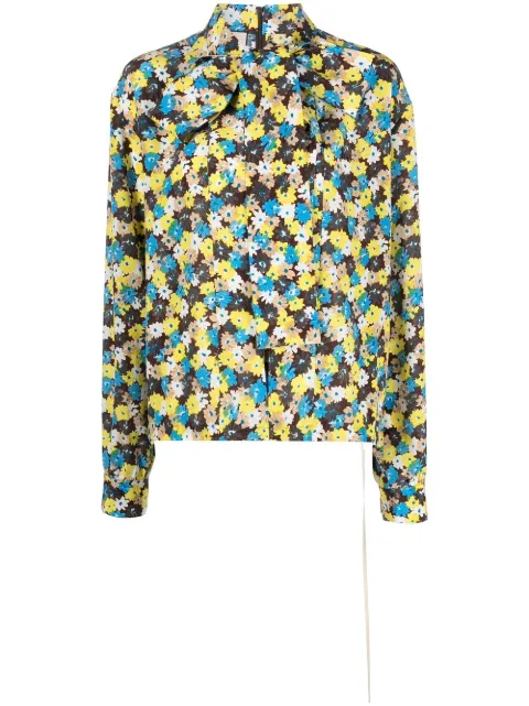 Plan C floral print silk shirt Black CMCAD55K00TS011