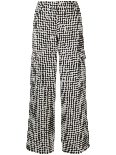ROTATE BIRGER CHRISTENSEN sparkly houndstooth trousers Black RT1901