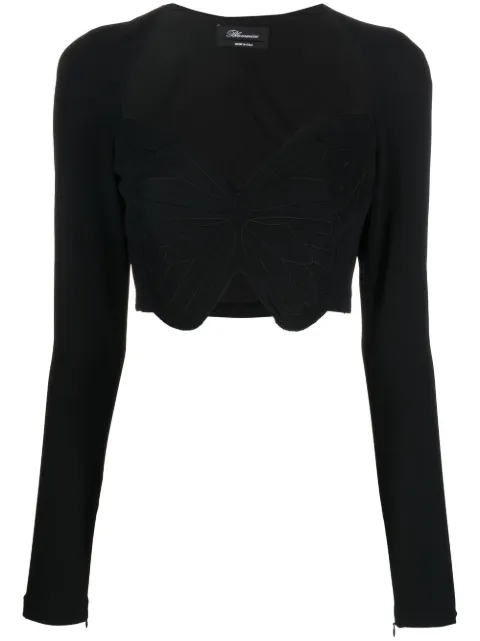 Blumarine butterfly-motif cropped top Black 2C157SN0990