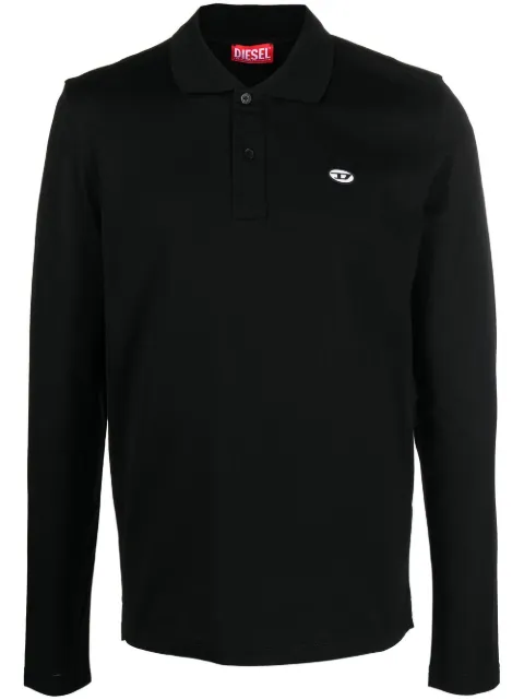 Diesel logo embroidered long-sleeve polo shirt Black A063170CATI