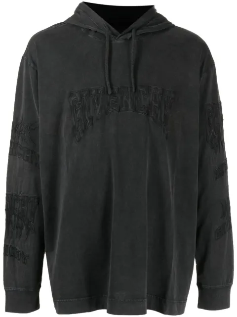Givenchy embroidered logo faded-effect hoodie Black BM71EQ3Y7U