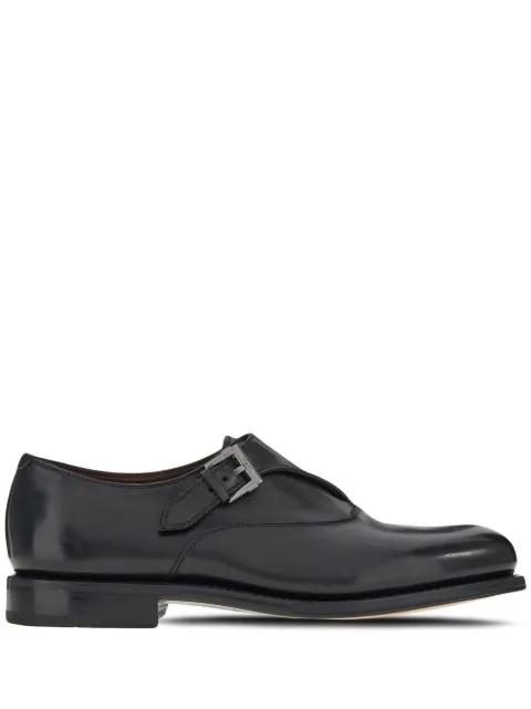 Ferragamo leather buckled monkstrap shoes Black 753938