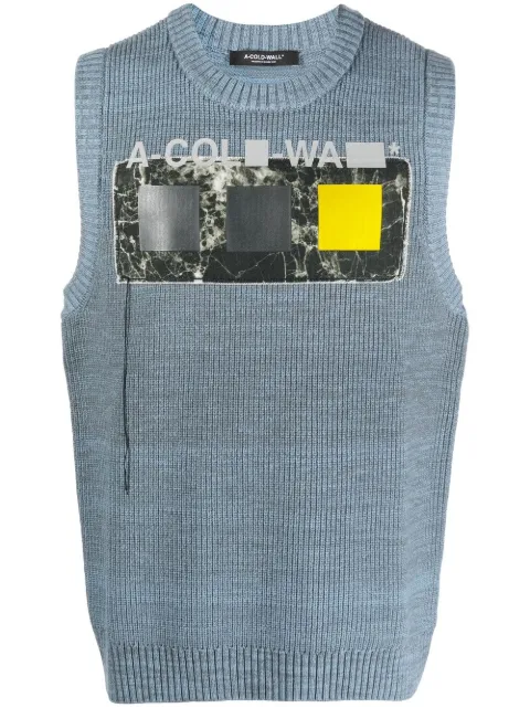 A-COLD-WALL* patch-detail sleeveless jumper Blue ACWMK078