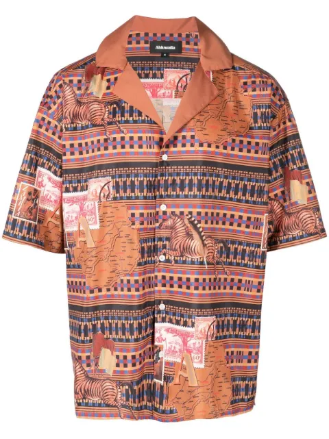 Ahluwalia graphic-print short-sleeve shirt Brown MAHLUTO009SS23FA