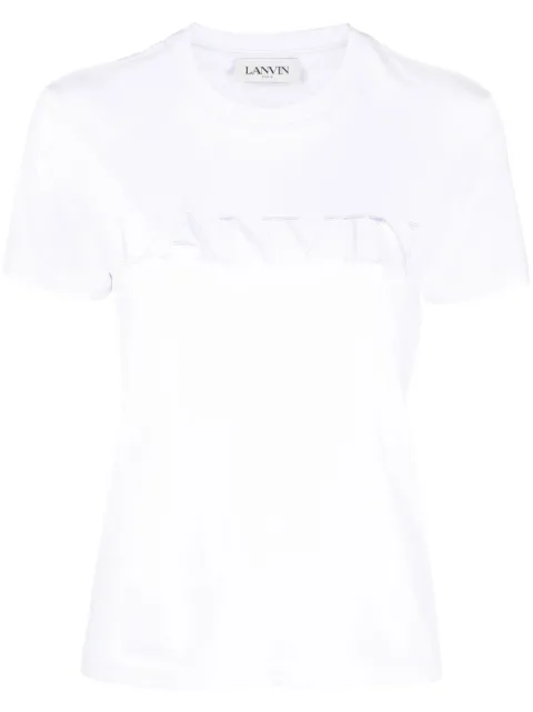 Lanvin logo-embroidered round-neck T-shirt White RWTS0030J018H2201