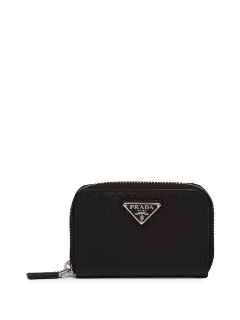 Prada logo-plaque Saffiano coin purse Black 2MM003QHH
