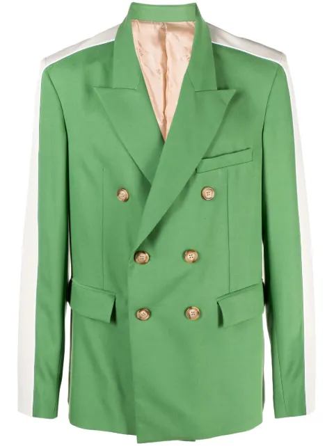 Ahluwalia colour-block double-breasted blazer Green MAHLUJK003SS23FA