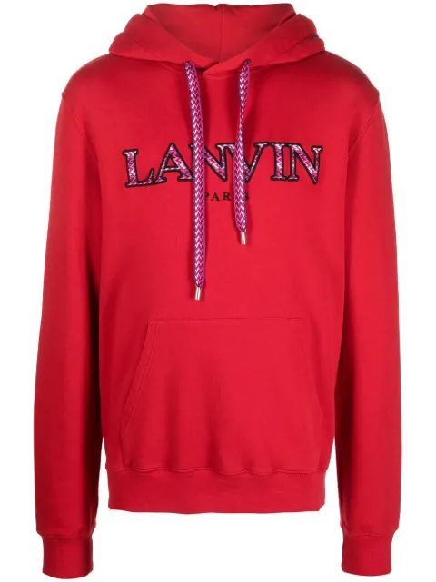 Lanvin logo appliqué cotton-jersey hoodie Red RMHO0010J209H22