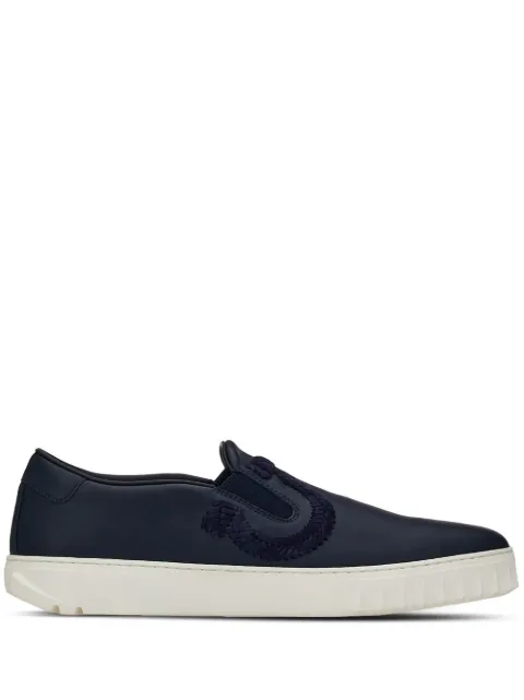 Ferragamo Gancini leather slip-on sneakers Blue 754274