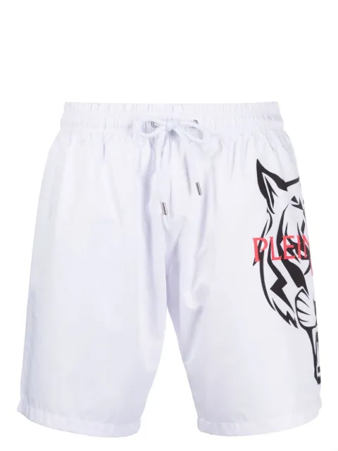 Plein Sport tiger-print swim shorts White MMX0049SXV005N