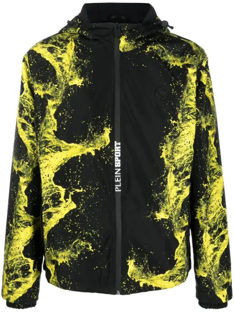Plein Sport graphic-print zip-up hooded jacket Black SACCMRB2140SXV005N