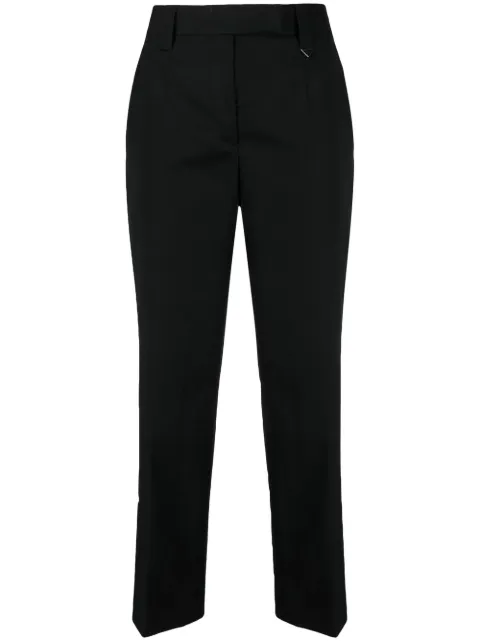 Prada logo-plaque cropped trousers Black P254GS222108N