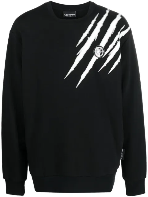 Plein Sport scratch-print long-sleeved sweatshirt Black SACCMJB2887SJO001N