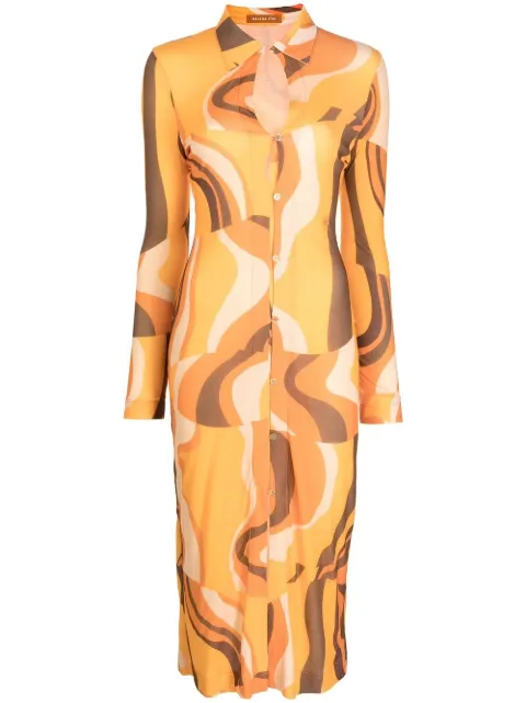 Rejina Pyo Sana abstract-pattern shirt dress Orange F388KOR