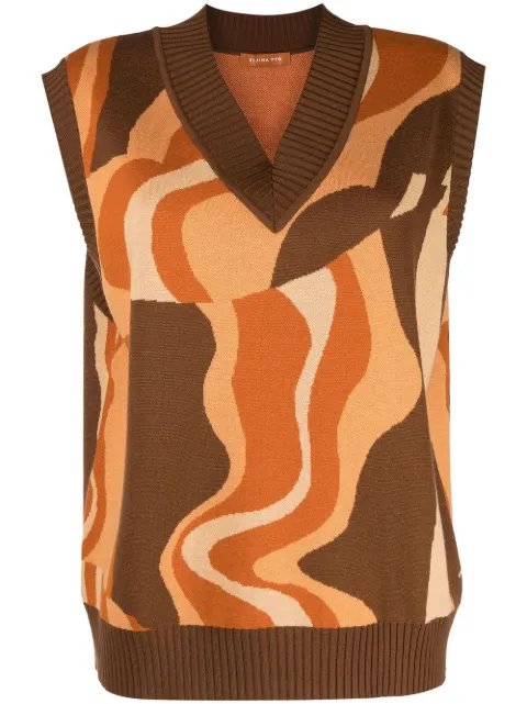 Rejina Pyo Frida abstract-pattern knit vest Brown C227KOR
