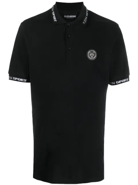 Plein Sport tiger-print short-sleeved polo shirt Black SACCMTK6047STE003N