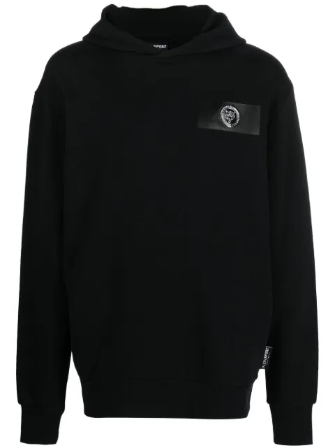 Plein Sport logo-patch long-sleeved hoodie Black SACCMJB2874SJO001N