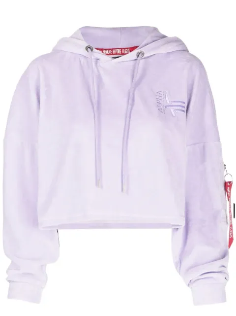 Alpha Industries cropped velvet hoodie Purple 108041