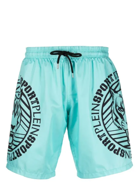 Plein Sport Tiger logo-print swim trunks Green SACCMMX0050SXV005N