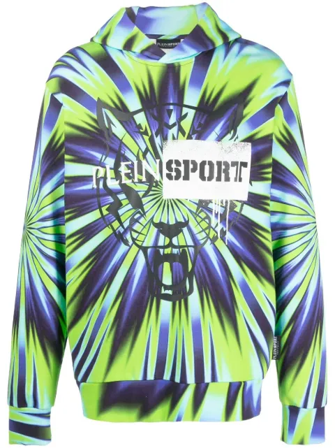 Plein Sport tie dye-print pullover hoodie Green SACCMJB2875SJO001N