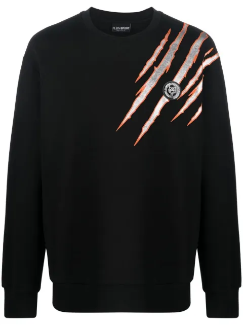 Plein Sport scratch-print crew neck sweatshirt Black SACCMJB2887SJO001N