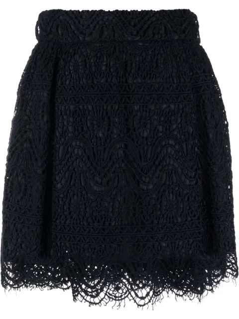 Valentino Garavani Pre-Owned 2000 lace-detailed A-line skirt Blue HOLAVAL129