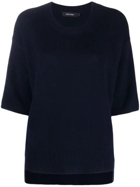 Lisa Yang short sleeve cashmere jumper Blue 202121NA