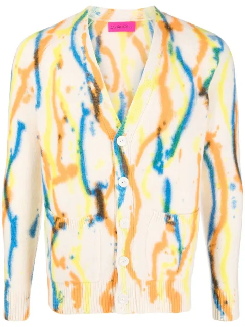 The Elder Statesman knitted painterly-print cashmere cardigan Neutrals 220167