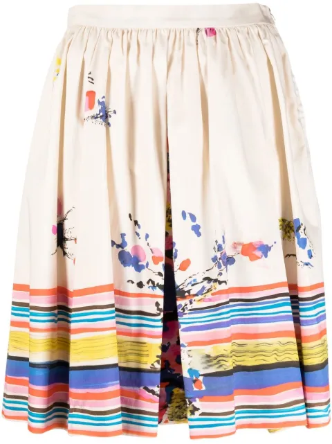 Valentino Garavani Pre-Owned 2000 abstract-print cotton skirt Neutrals HOLAVAL130