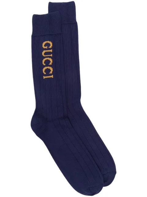 Gucci intarsia-knit logo socks Blue 7326974GAGA