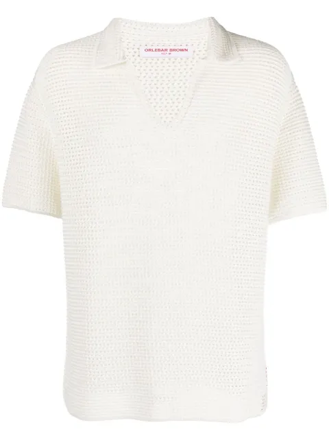 Orlebar Brown Batten crochet polo shirt Neutrals 277182