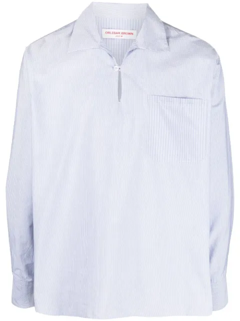 Orlebar Brown Thwaites striped long-sleeved shirt Blue 277104