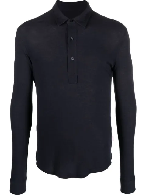 Orlebar Brown button-front long-sleeved polo shirt Blue 277130