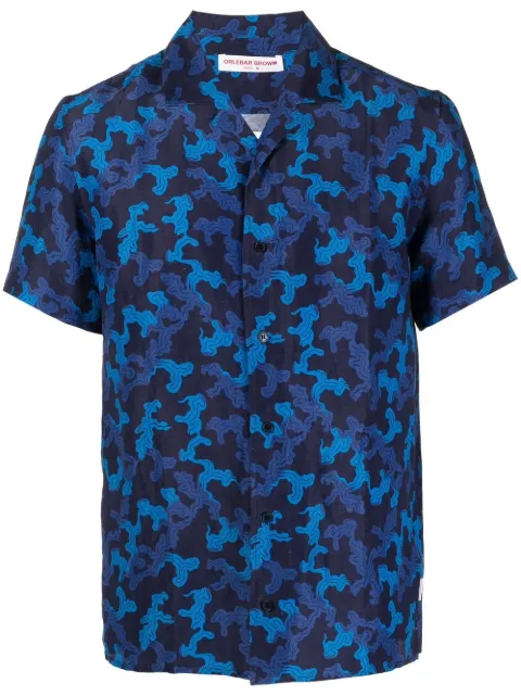Orlebar Brown Hibbert linen-blend shirt Blue 277047