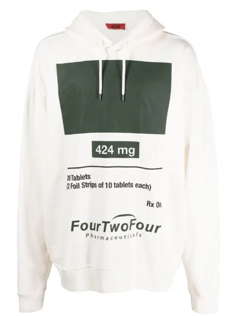 424 graphic-print cotton hoodie White 33424M36226554