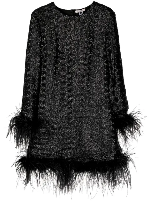 Gilda & Pearl Seraphina feather-trim sequined dress Black 3017BALCK