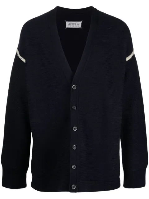 Maison Margiela elbow-patch cardigan Blue S50HA1081S18147