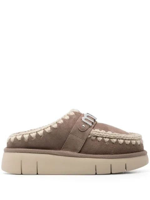Mou suede decorative-stitch mules Neutrals FW531001A