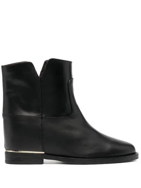 Via Roma 15 v-neck leather boots Black 2369