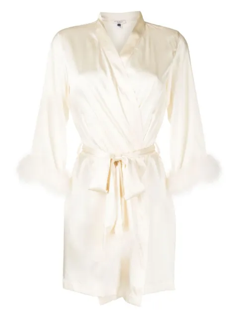 Gilda & Pearl waist-tied satin robe White 3021PEARL