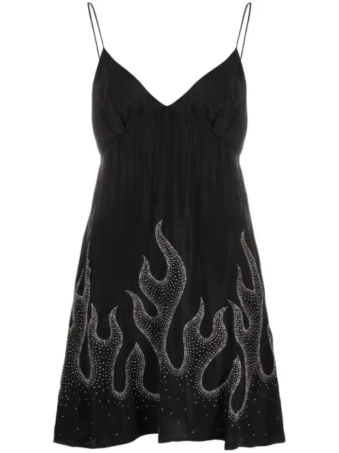 Palm Angels flame-print minidress Black PWDB163F22FAB0021001