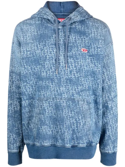 Diesel logo drawstring hoodie Blue A0393909E27