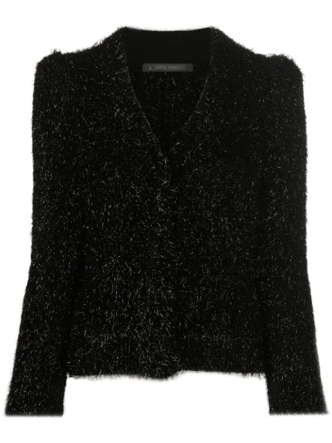 Alberta Ferretti V-neck fluffy jumper Black A09515113
