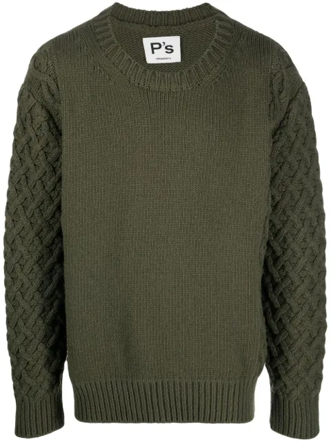 President’S cable-knit crew neck jumper Green A22PPU217CC99XXXX