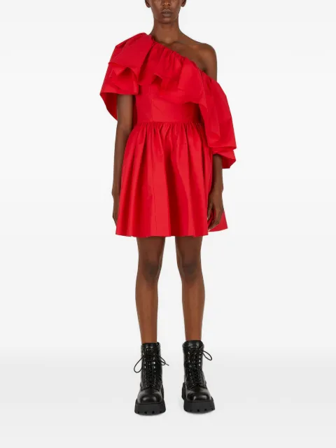 Alexander McQueen asymmetric pleated mini dress Red 718794QAAAY