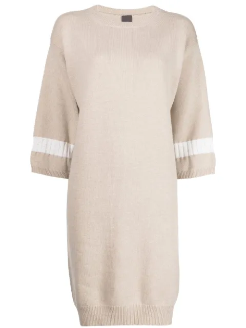 Lorena Antoniazzi stripe-trim detail knit dress Neutrals A22129AM10A2472