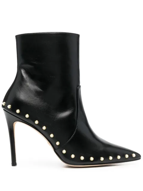 Stuart Weitzman pearl-detail 110mm leather boots Black SB855STUART