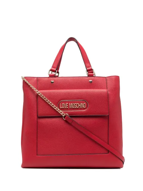 Love Moschino logo-plaque tote bag Red JC4398PP0FKP0